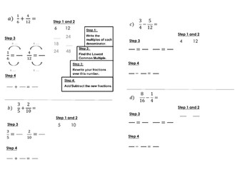 KS3 - Adding and Subtracting Fractions (Different Denominators)