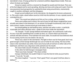 AQA Language Paper 1 SAMS Q1-4 'IT' by Stephen King