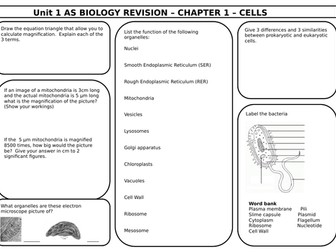 Aqa Applied science level 3.  Unit 1 biology revision mats and answers