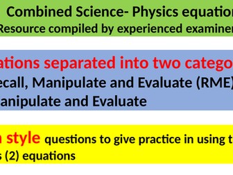Physics- GCSE & Combined: Recall, Manipulate and Evaluate: P = IV & Ep = 0.5ke2