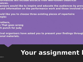 BTEC Performing Arts Tech Award Component 1 BLOOD BROTHERS EXPLORATION