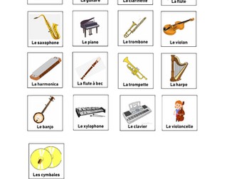 Primary French KS2 Musical Instruments BINGO for Year 4 5 or 6  30 Bingo Cards