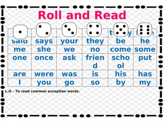 Roll and Read  Foundation and Year 1 high frequency words