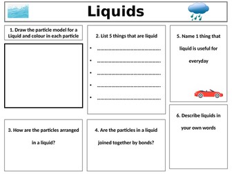 Properties of Liquids Worksheet - SEN
