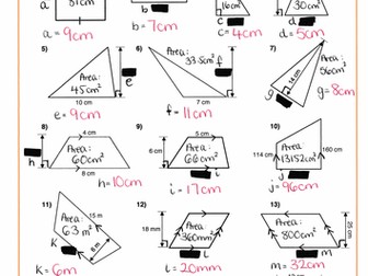 KS3 - Area of basic shapes: Find the missing length.