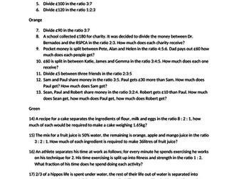 Ratio Differentiated Worksheet