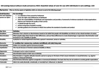 OCR Cambridge National Level 1/2 R201 Knowledge organiser LO3 and L04
