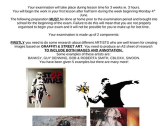 KS3 ART EXAM - GRAFFITI & STREET ART