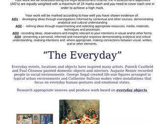 GCSE ART MOCK EXAM - THE EVERYDAY/STILL LIFE