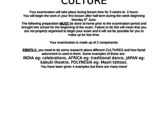 ART & DESIGN EXAM KS3 - Portraits and Cultures