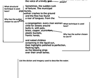 'Blessing' (Imtiaz Dharker) scaffolded annotation