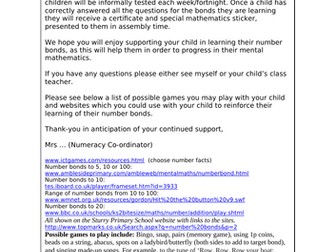 Number Bond Club resources