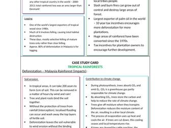 AQA GCSE Geography (2016) Tropical Rainforest example (Malaysia)