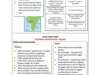 AQA GCSE Geography (2016) Changing economic world case study (Nigeria)