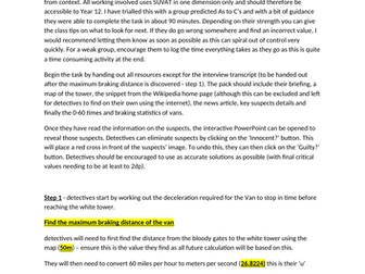 SUVAT Burglar Mystery escape rooms style activity