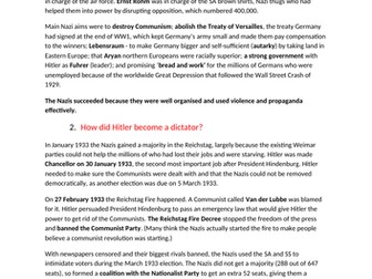 OCR SHP History B revision summary notes Nazi Germany 1933-45.