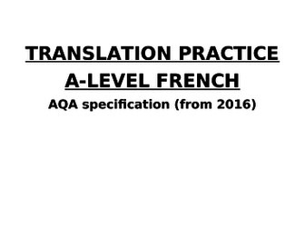 AQA A Level French year 2 Translation booklet