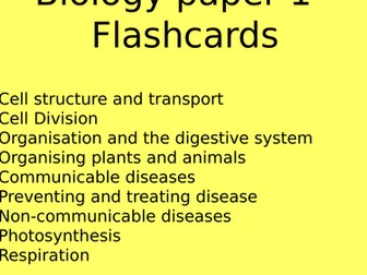 AQA Combined Science Biology Paper 1 Flashcards