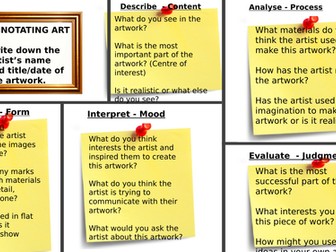 Artist Annotation help sheet for GCSE level 1 - 3  Art and Design