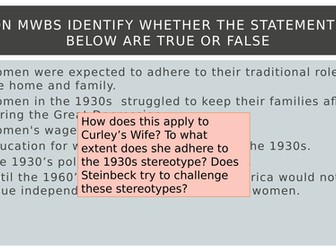 Curley's Wife and women in 1930s America