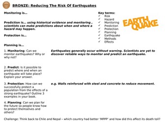 Reducing the effects of natural hazards: earthquakes - differentiated