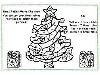 Christmas Times Tables Colouring Sheet