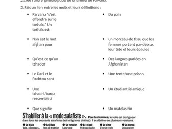 Questions de lecture PARVANA - the Breadwinner - IB French B Identity/ Human Ingenuity/Experience