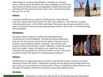 Christmas Around the World Comprehension