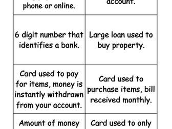 Finance card sort activity