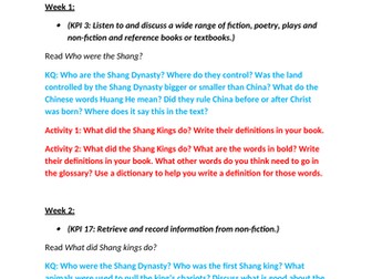 The Shang Dynasty of Ancient China - Year 3/4 Guided Reading Scheme of Work - *OFSTED - OUTSTANDING*