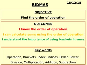 BIDMAS / BODMAS ppt