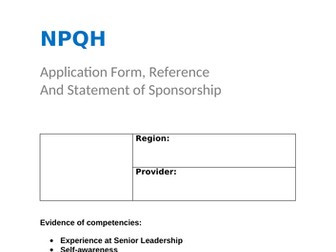 NPQH 2018 Successful Completed Assessment Application Example