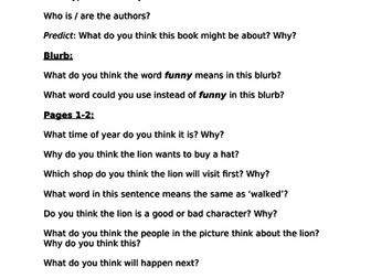 Reading Questions for How To Hide A Lion by Helen Stephens