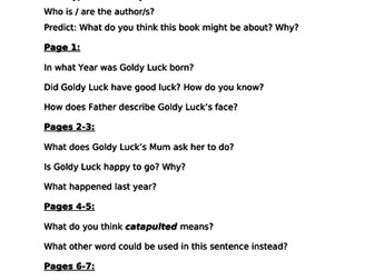 Reading Questions for Goldy Luck and the Three Pandas by Natasha Yim