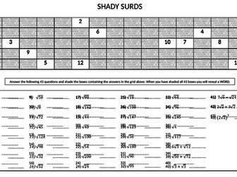 Shady Surds (simplify, multiply, add, subtract)