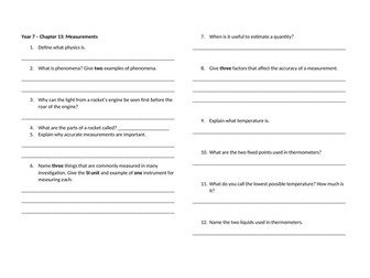 Cambridge Science Checkpoint 1 Worksheets (Physics only)