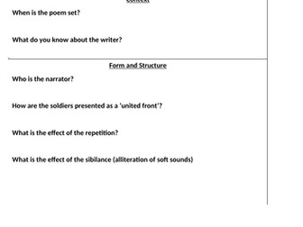 Themed Conflict Poetry Revision Booklet