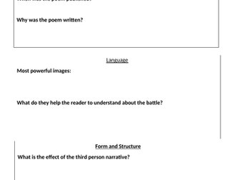 Themed Poetry Revision Power of Conflict Booklet