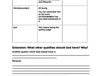 The nature of God: Worksheets