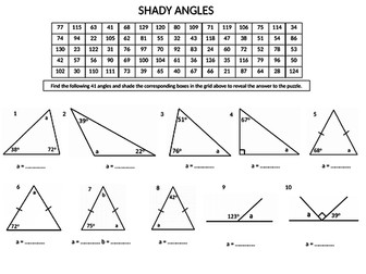 Shady Angles (triangles; quadrilaterals; line; point)