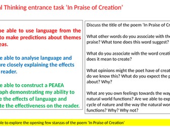 In Praise of Creation (Analysing the opening two stanzas of the poem)