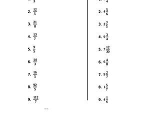 Converting Improper and Mixed Fractions