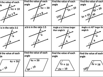 Angles in parallel lines questions