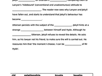 Jekyll and Hyde cloze chapter summaries