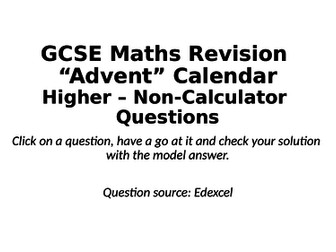 GCSE Maths Revison "Advent" Calendar - Higher - Non-Calculator Questions
