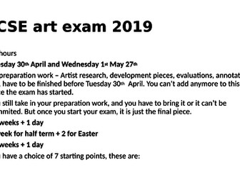 GCSE AQA Art and Design - Fine Art Exam 2019 Powerpoint