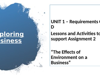 BTEC National Extended Certificate in Business - Assignment One Requirement C & D