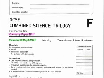 AQA Combined Science C1F paper May 2018