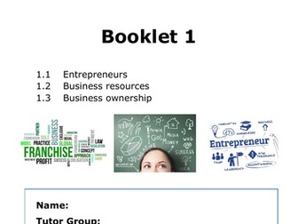 Business Studies work booklet GCSE CCEA UNIT 1 1.1 - 1.3