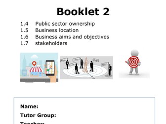 Business Studies work booklet GCSE CCEA Unit 1  1.4 - 1.7